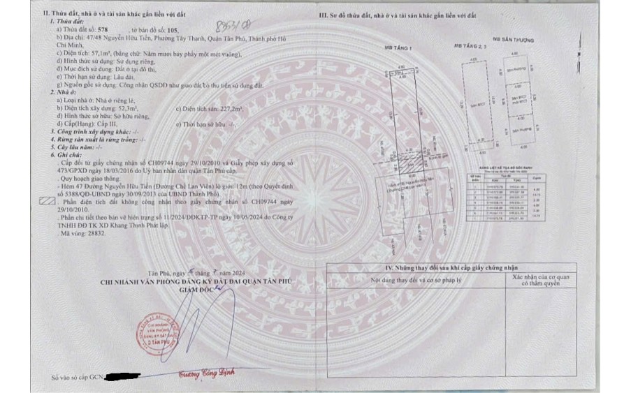 Chính chủ bán nhà 1 Trệt 2 Lầu 1 Sân Thượng (4x13) đường Nguyễn Hữu Tiến, Tân Phú giá 7 Tỷ 2